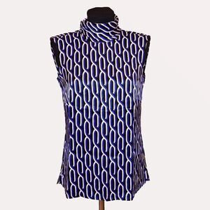 Escada Silk Mock Neck Sleevless Top Sz XS